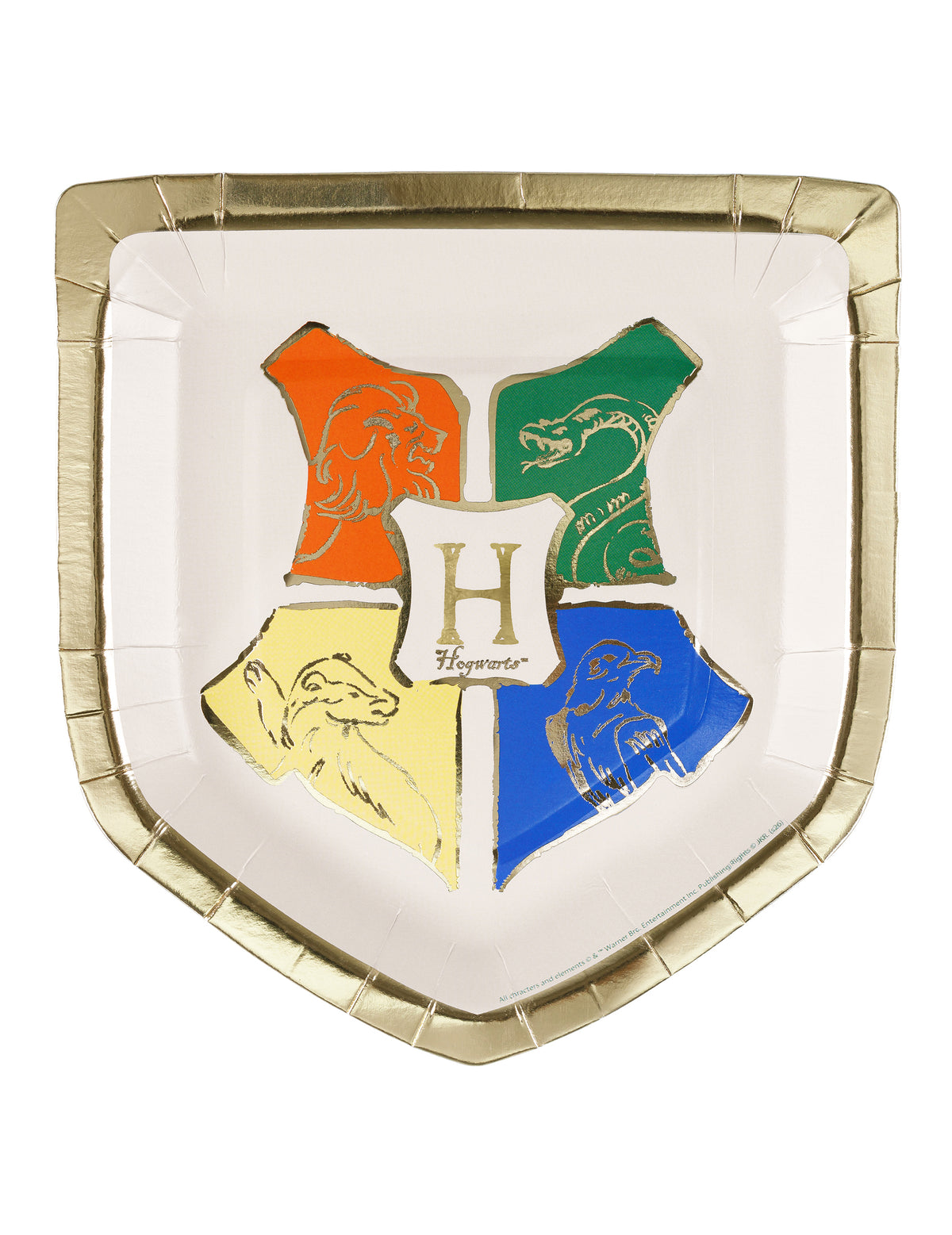 6 Pratos de papel Harry Potter™ Brasão de Hogwarts 26x18 cm