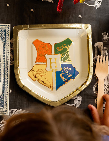 6 Pratos de papel Harry Potter™ Brasão de Hogwarts 26x18 cm