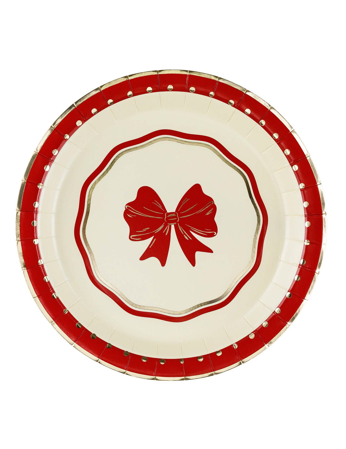 6 pratos Laço vermelho e bege 18 cm