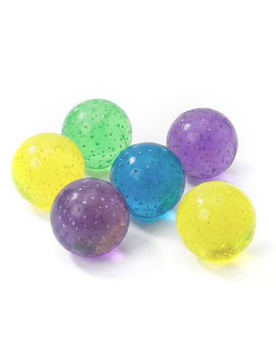 6 bolas saltitantes com glitter multicoloridas 3 cm