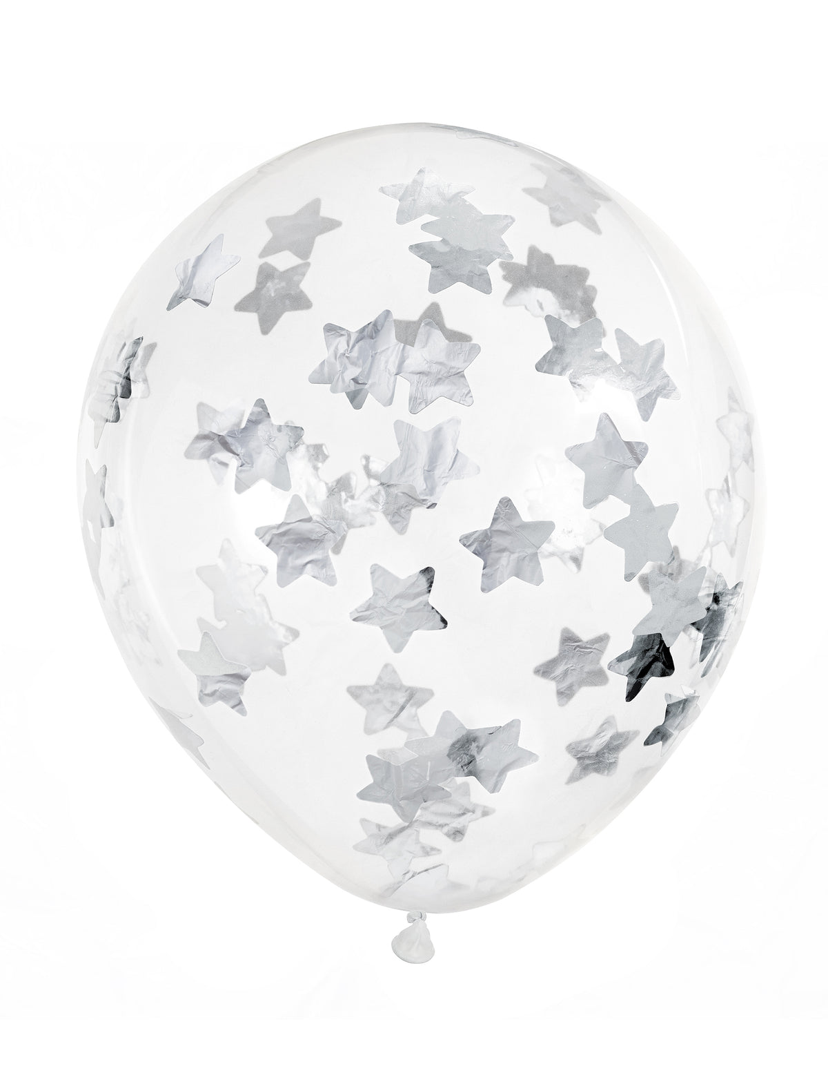 Ballons transparents confettis étoiles pour fête argentés