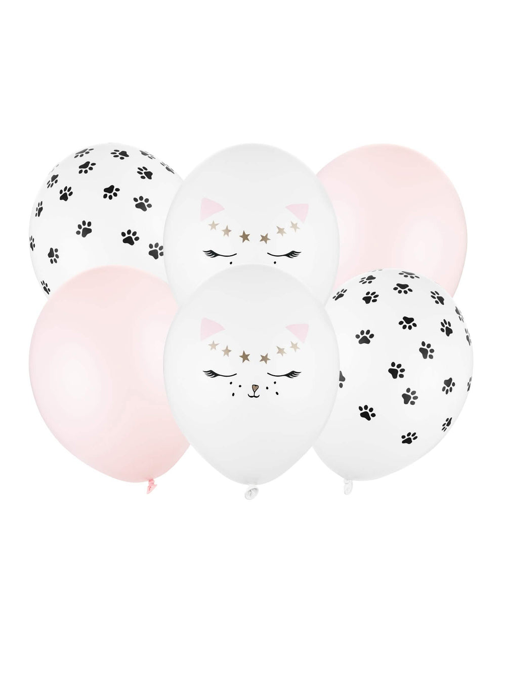 Ballons en latex chats pour décoration roses et blancs à motifs pastel