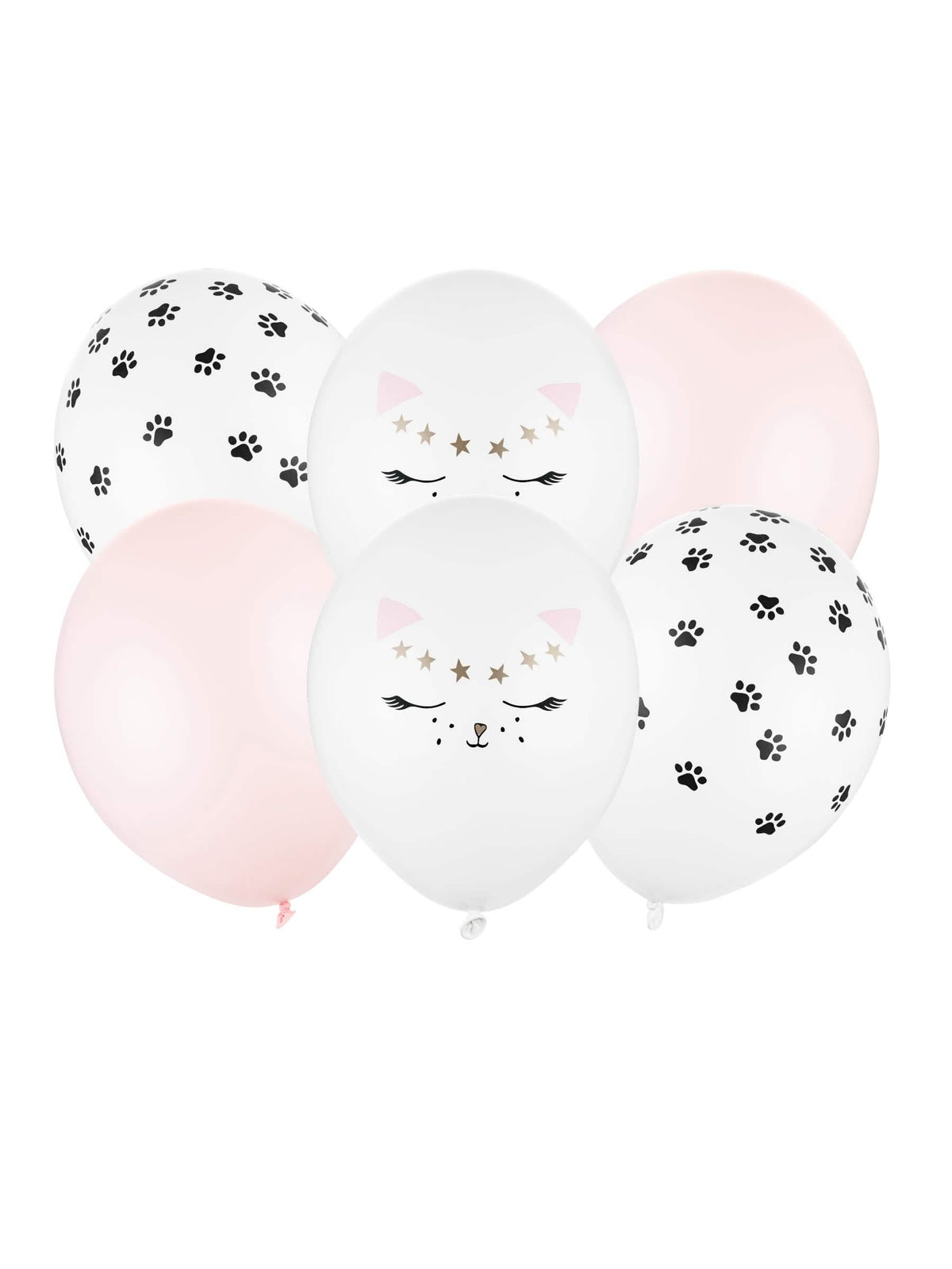 Ballons en latex chats pour décoration roses et blancs à motifs pastel