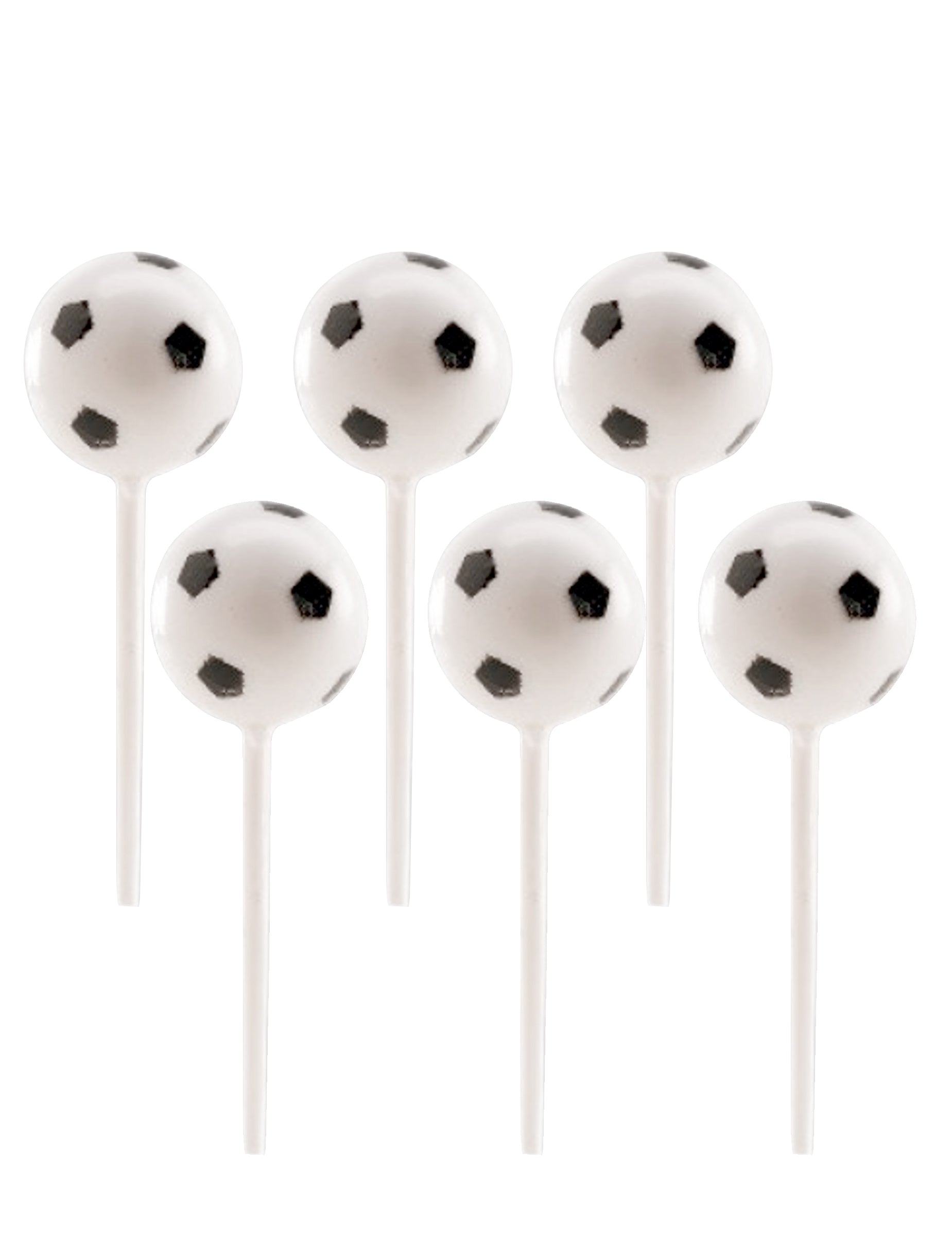 Ballons de foot en plastique sur pic pour fête blancs et noirs