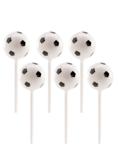 Ballons de foot en plastique sur pic pour fête blancs et noirs