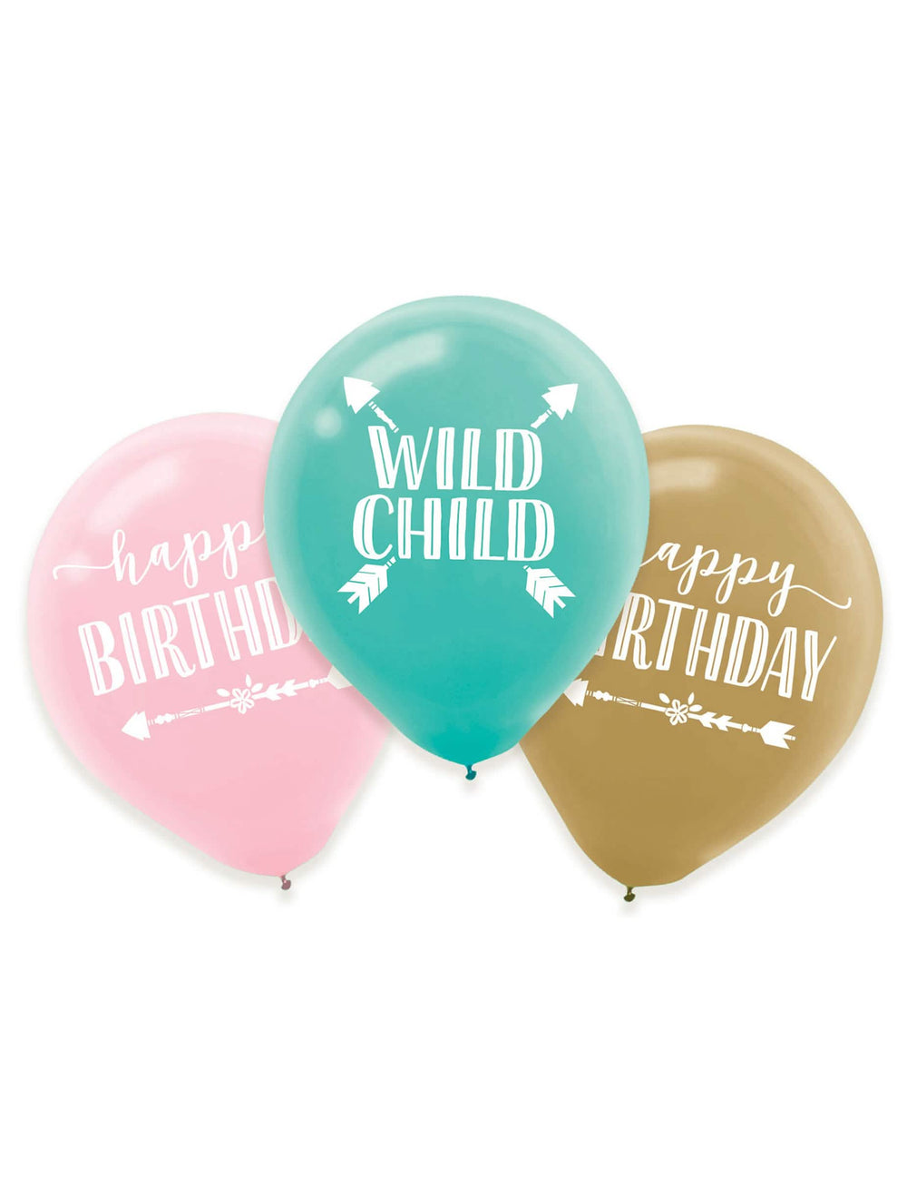 balões de látex aniversário boho para criança cor de rosa turquesa e dourado happy birthday