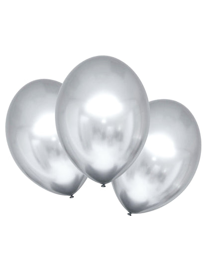 Ballons en latex argentés pour fête argent satiné