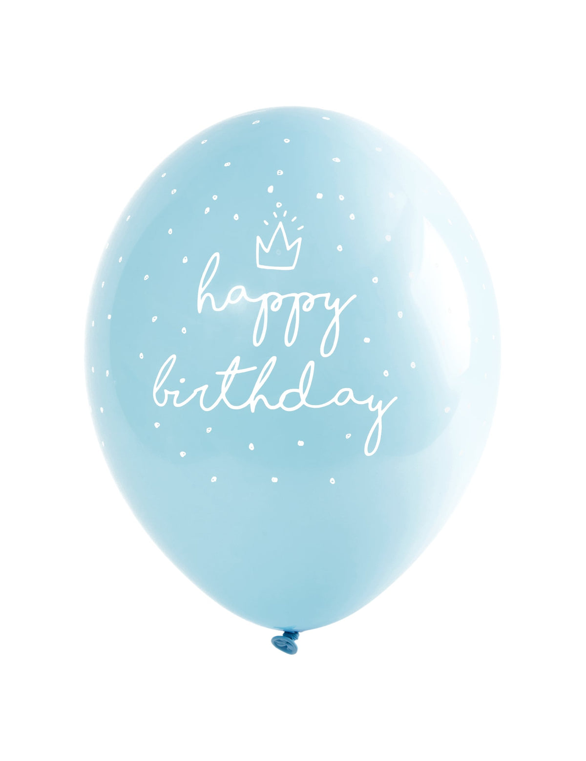 Ballons en latex Happy Birthday pour anniversaire bleus à pois blancs