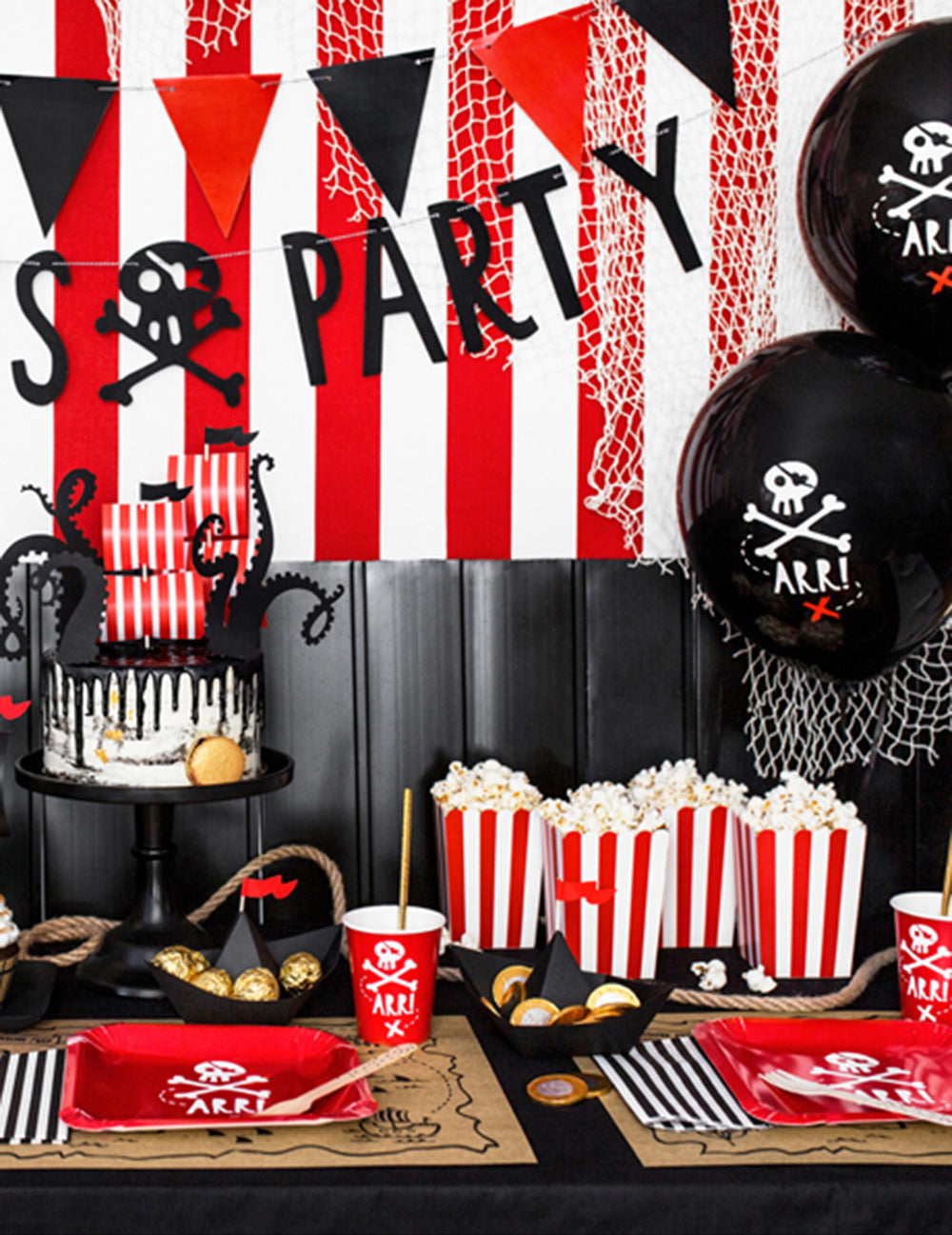 Décoration de table de fête des ballons en latex fête de pirate