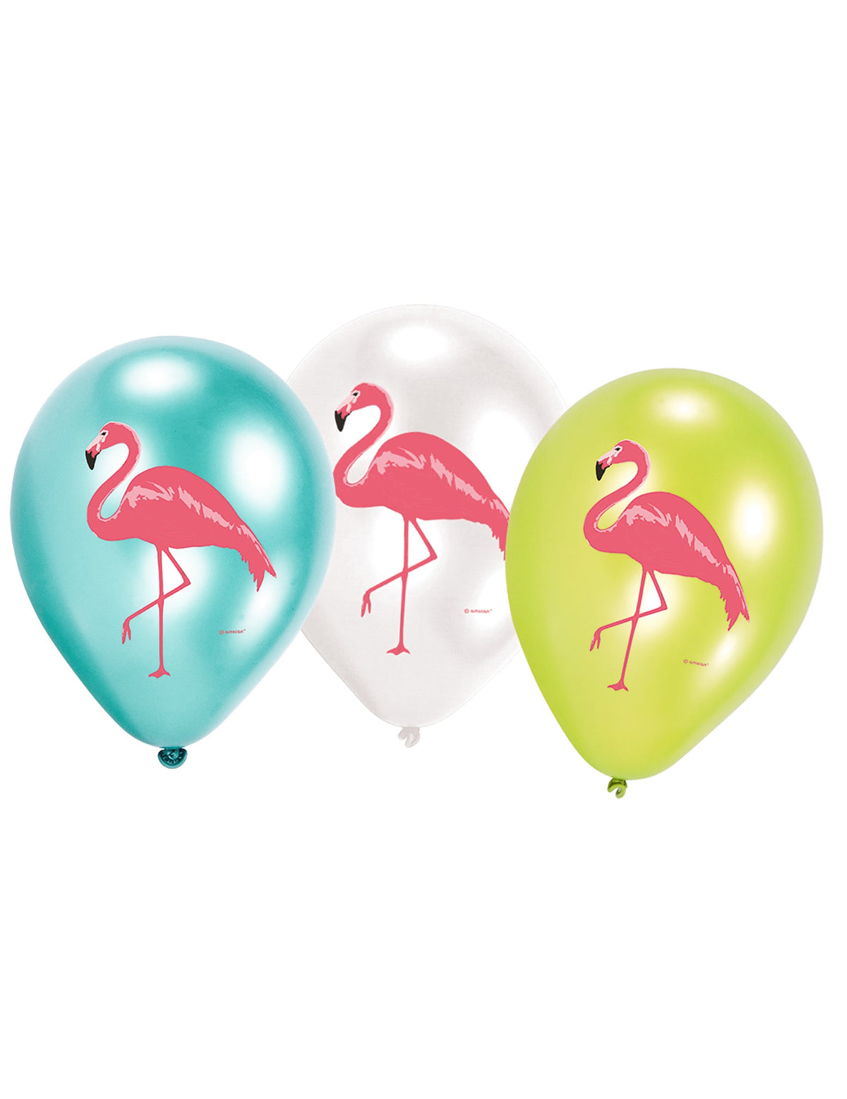 Ballons en latex flamingo paradise pour déco anniversaire bleu blanc et vert avec flamant rose