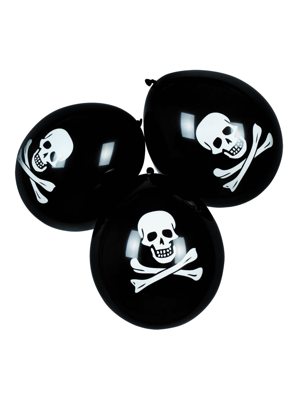 balões em látex pirata para decoração pretos com caveira branca
