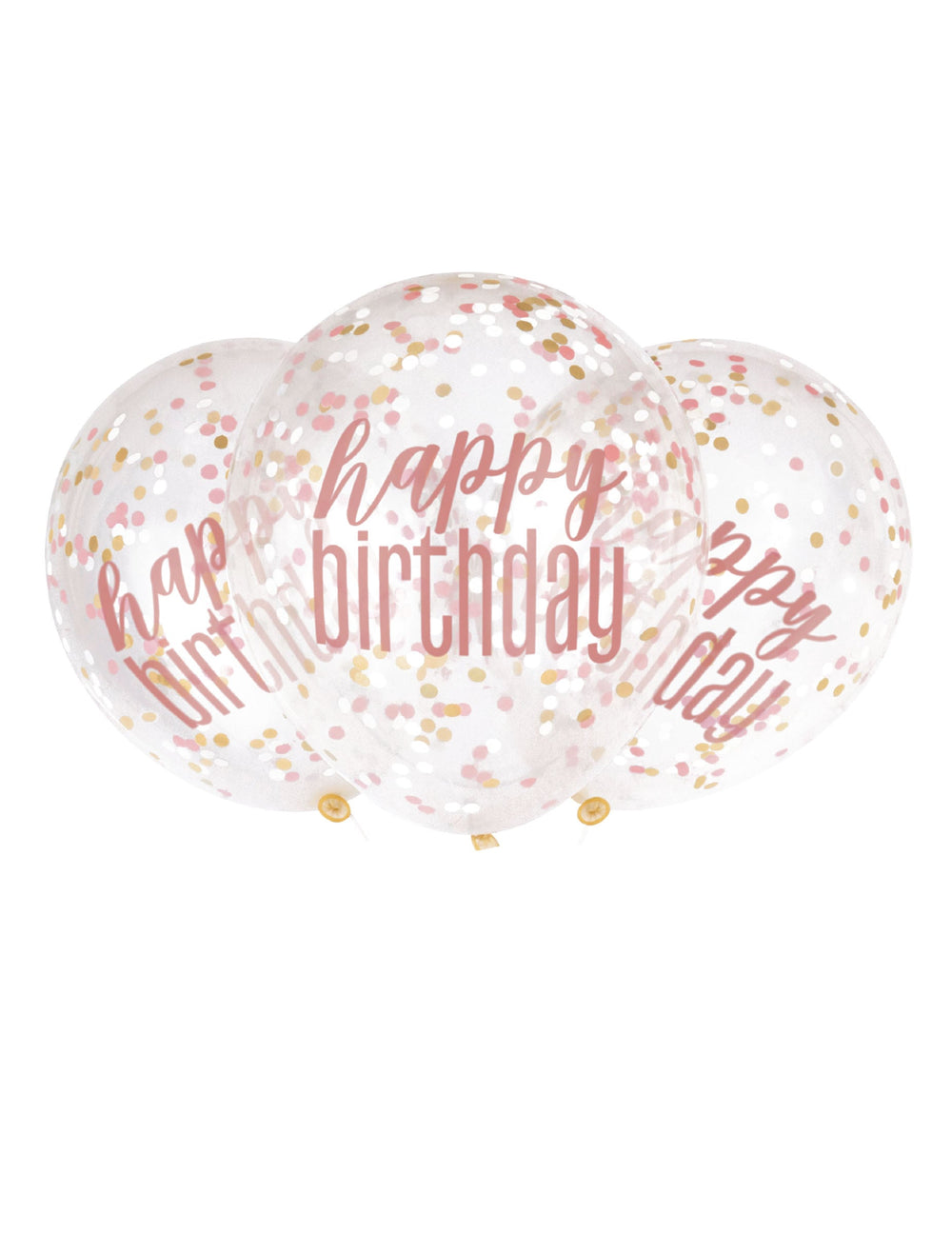 Ballons en latex Happy Birthday pour anniversaire transparents à confettis roses