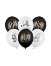 6 Balões Harry Potter™ preto e branco 30 cm