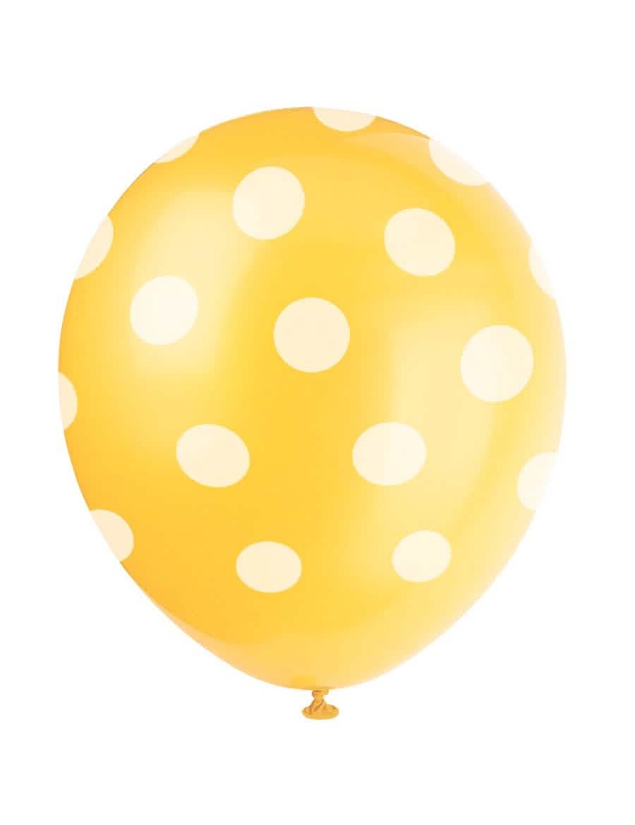 Balão de látex às bolinhas para festa amarelo às bolinhas branco