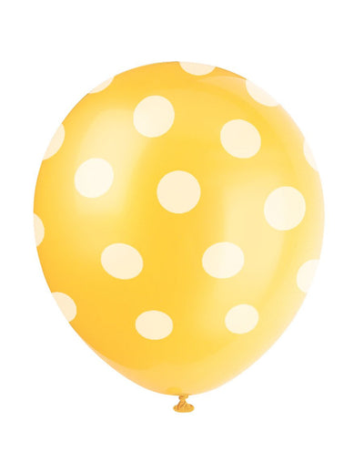 Ballon en latex à pois pour fête jaune à pois blanc