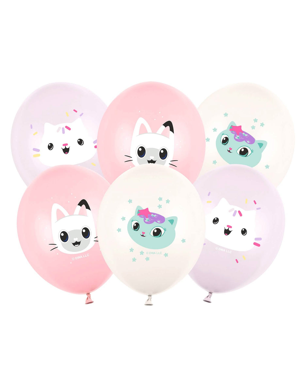 balões de látex Gabby e a casa mágica para criança cor de rosa roxo e branco