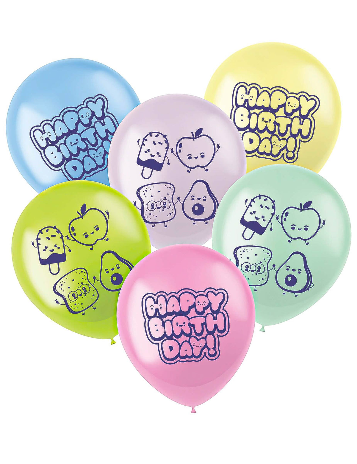6 Balões de látex Kawaï Party 33 cm