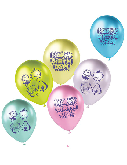 6 Balões de látex Kawaï Party 33 cm