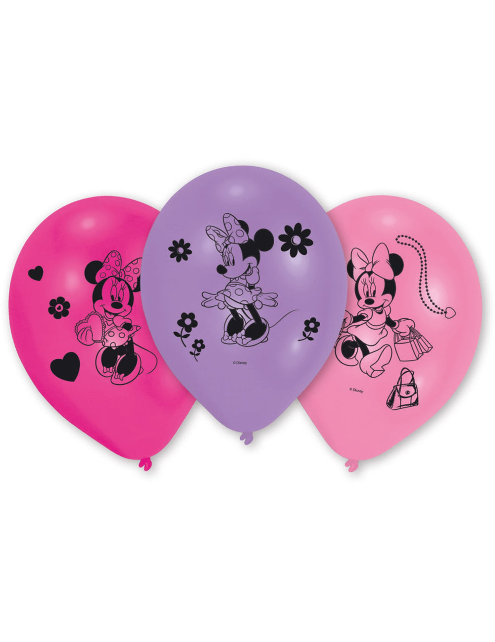 10 ballons en latex Minnie pour enfant rose et violet