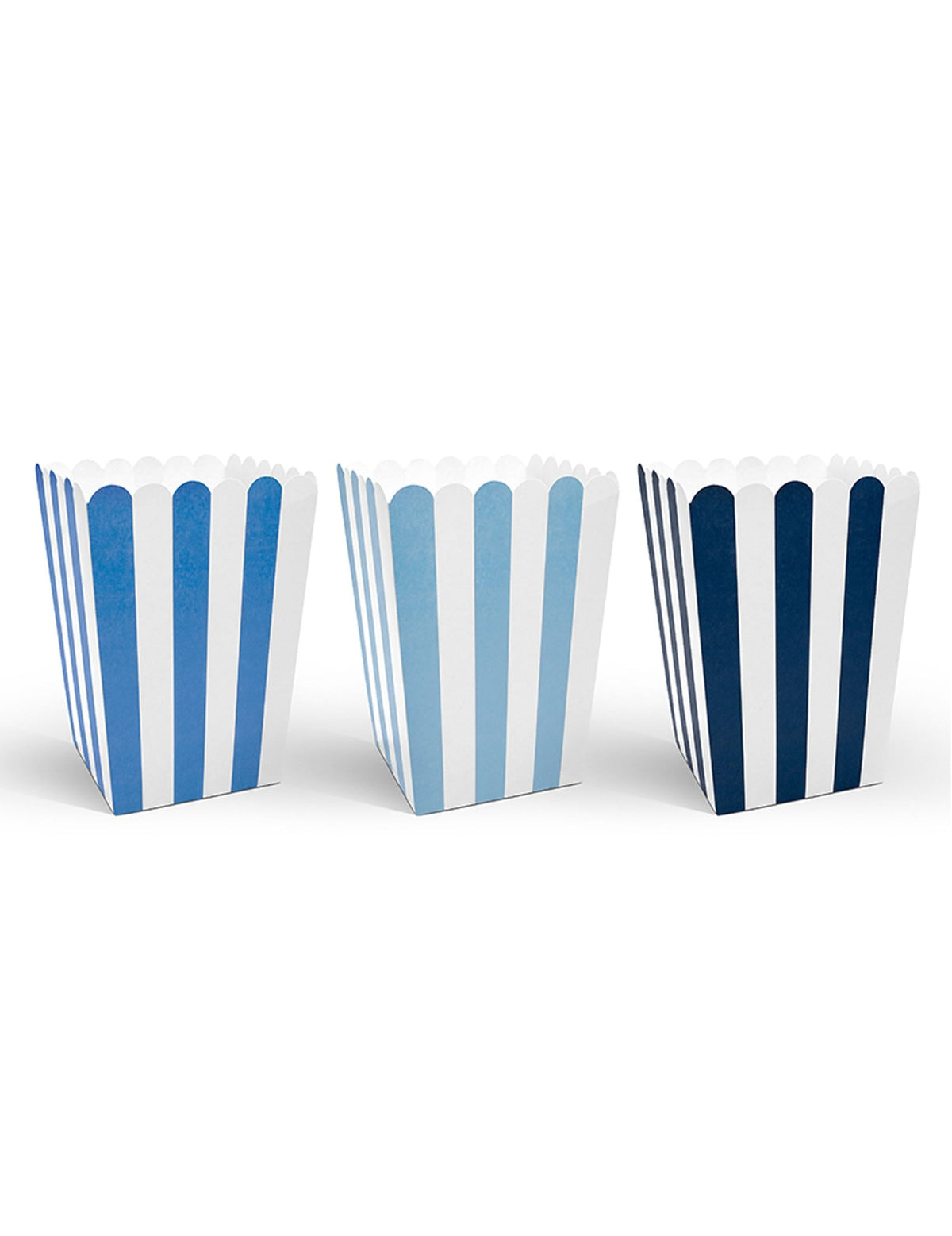 Boîtes à popcorn à rayures pour fête bleues