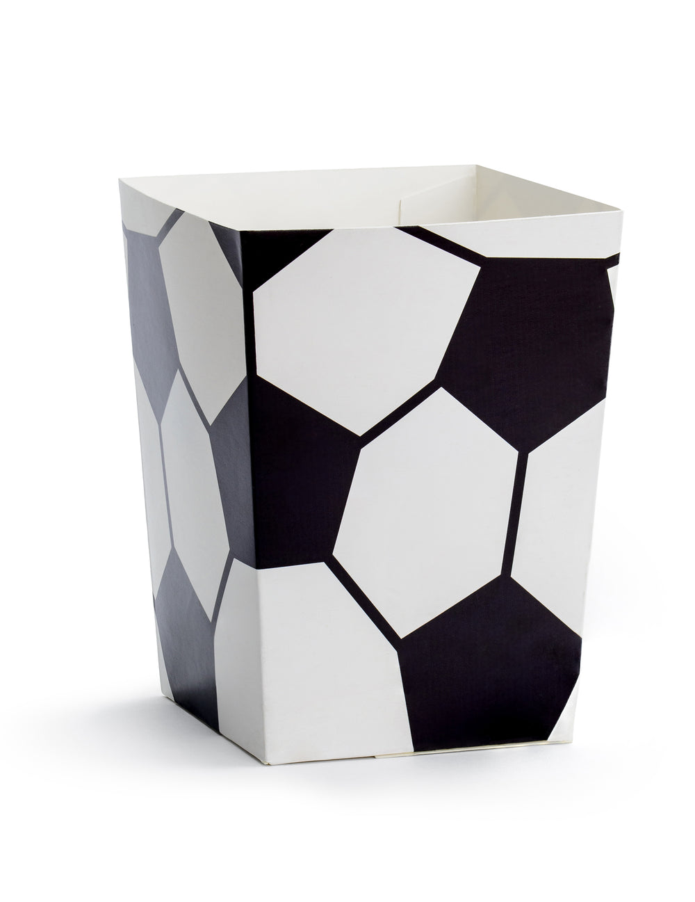 6 boites à popcorn football pour fête noir et blanc à motif de ballon