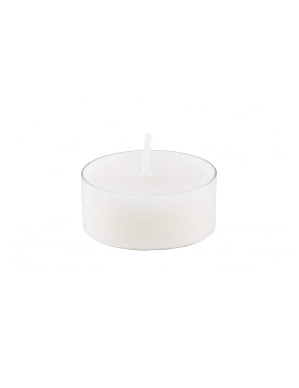 velas de chá brancas com suporte transparente
