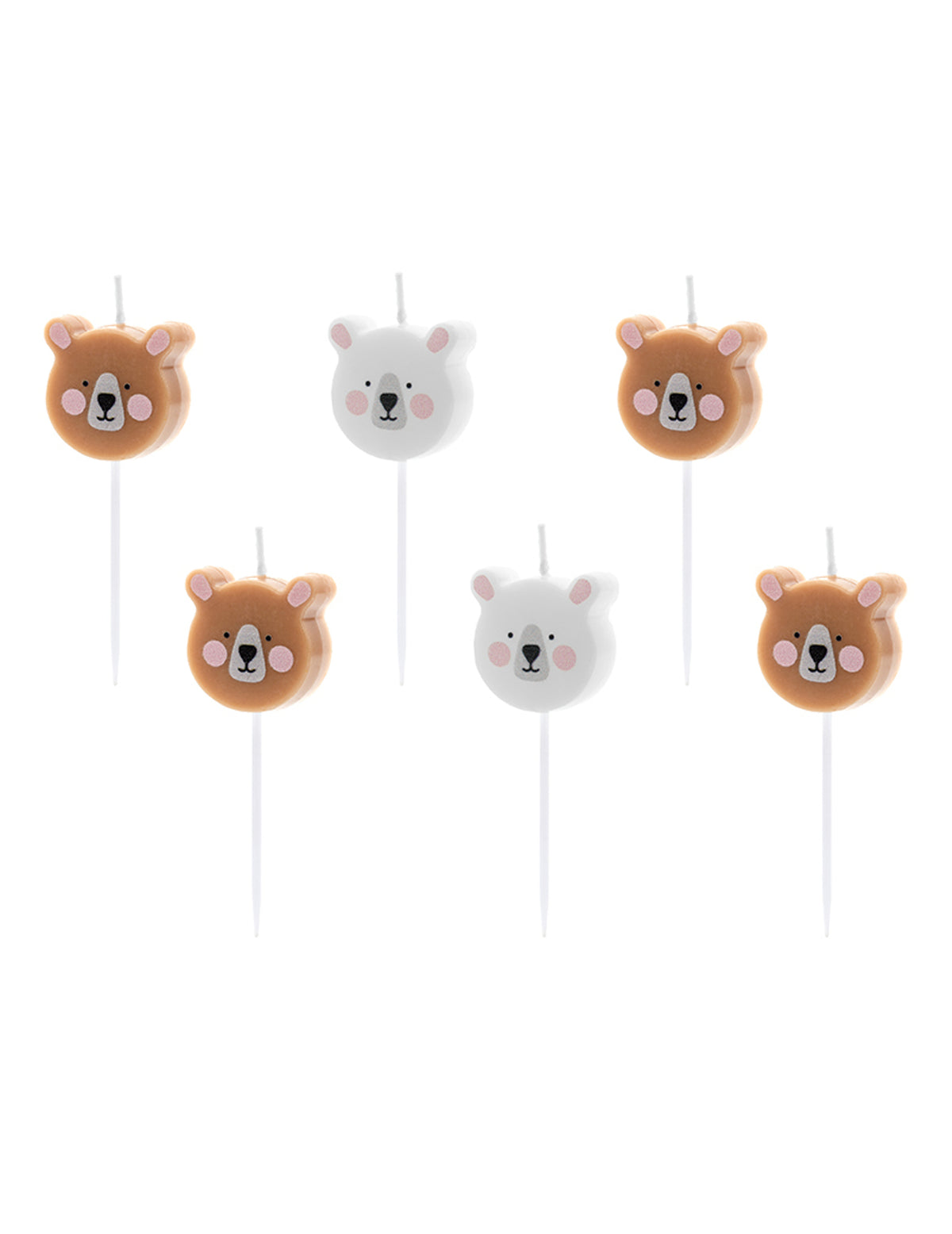 Bougies d'anniversaire petits ours pour enfant bruns et blancs