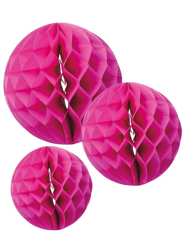 Bolas de papel alveolado para pendurar, para decoração cor de rosa fúcsia