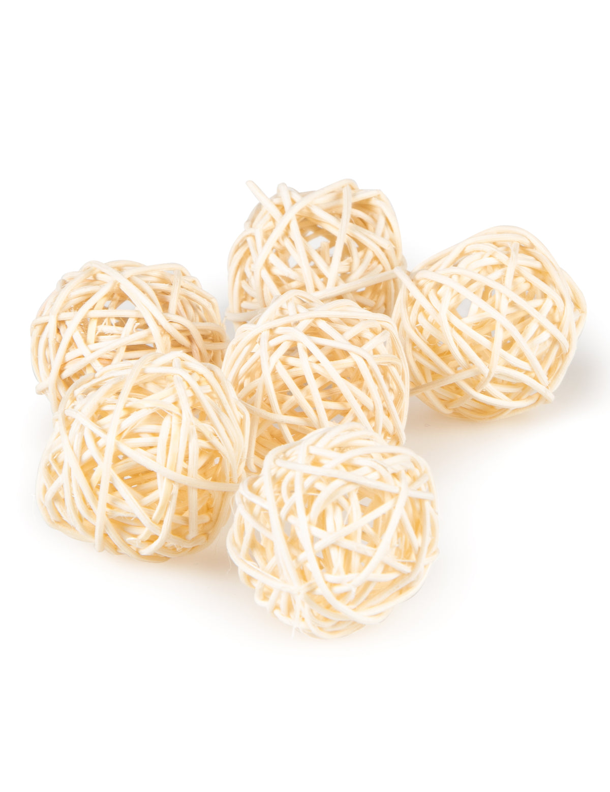 Vue d'ensemble du lot de boules en osier pour décoration