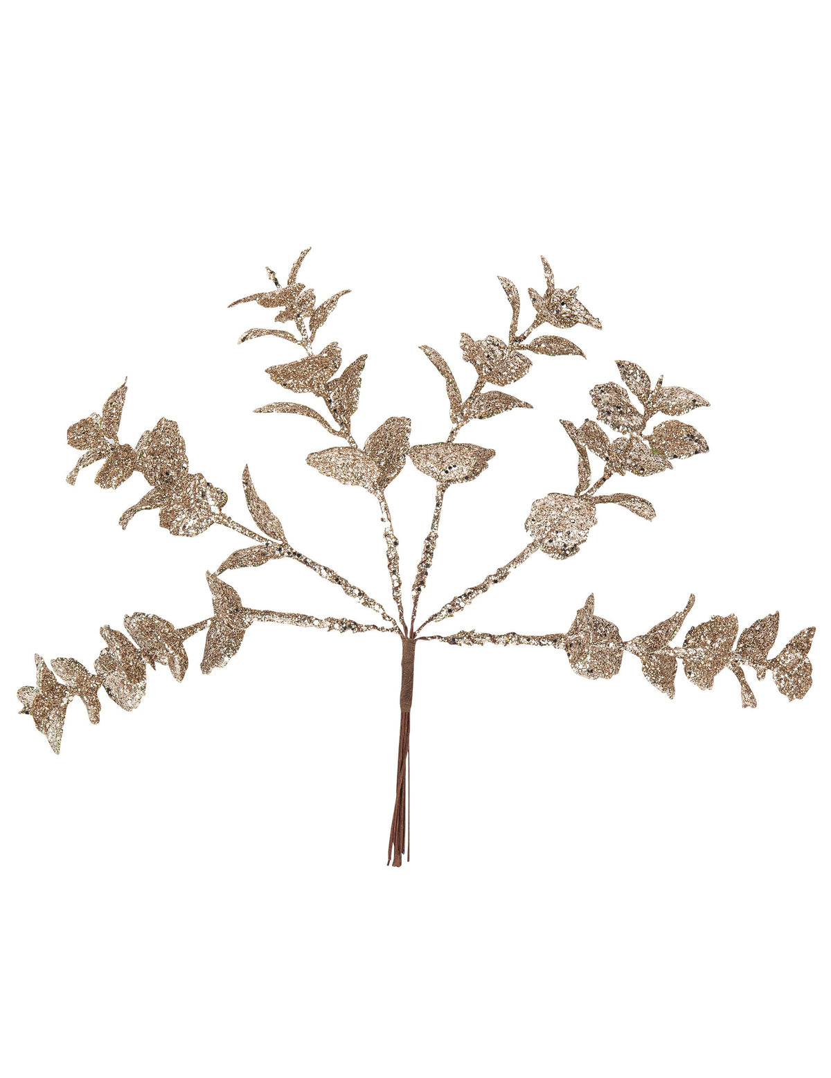 Branches d'eucalyptus de Noël paillettes champagne