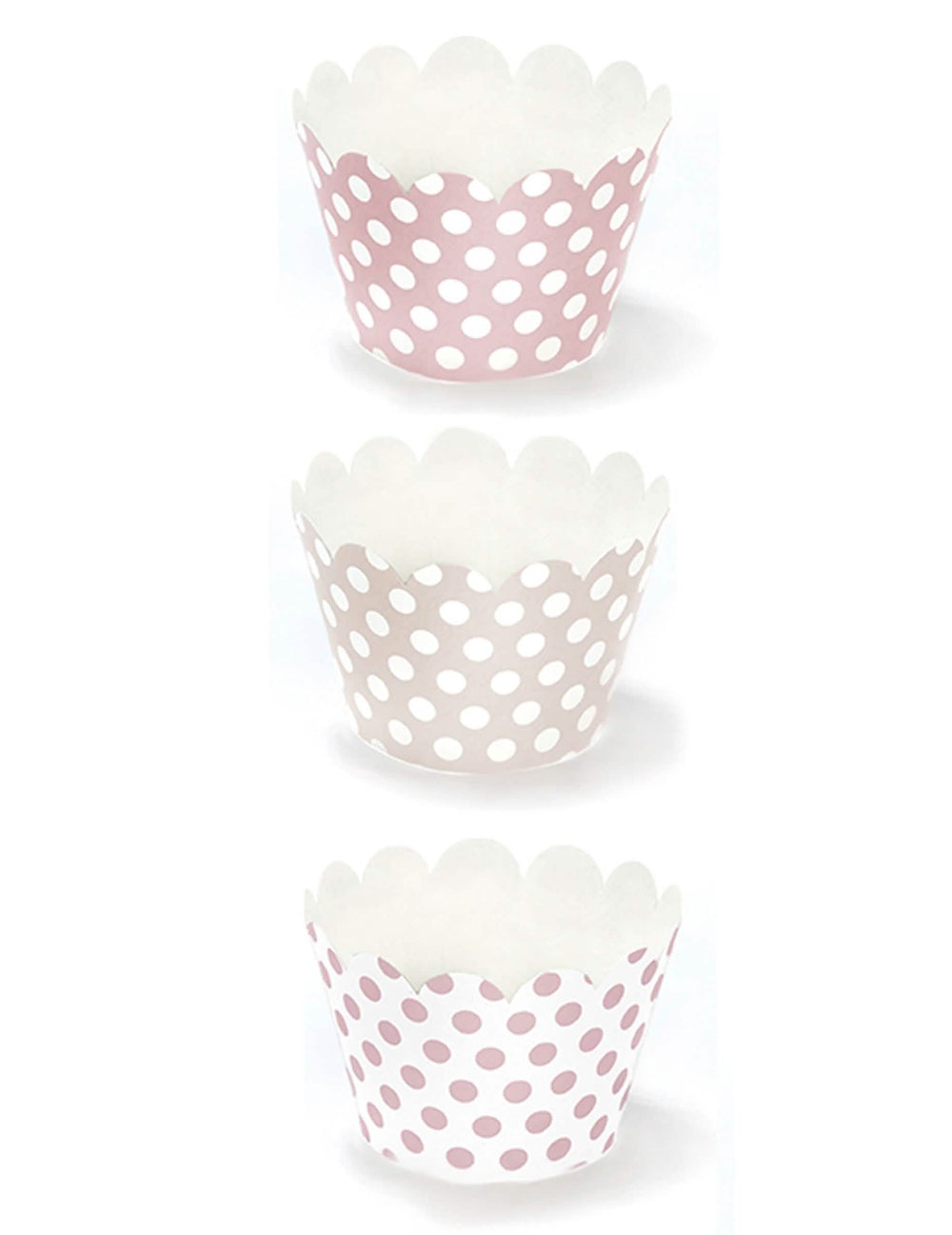 Envoltórios para cupcake com bolinhas cor de rosa em cartão