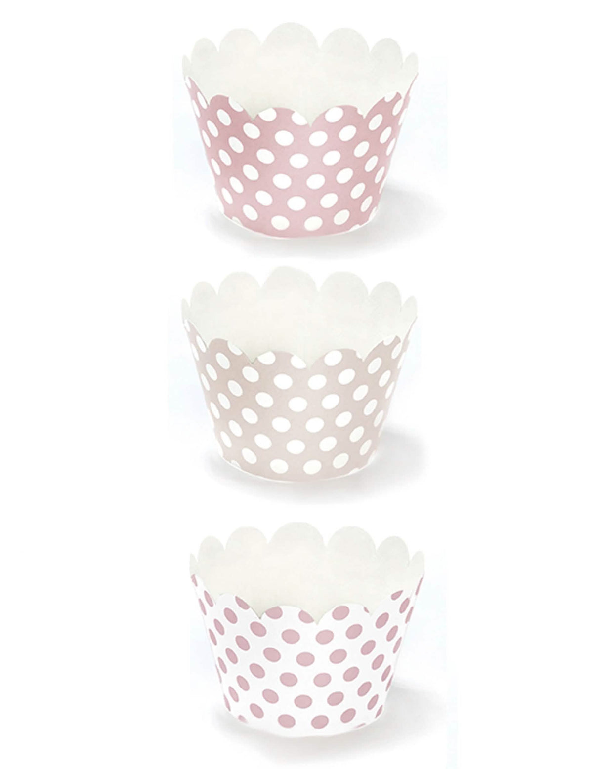 Envoltórios para cupcake com bolinhas cor de rosa em cartão