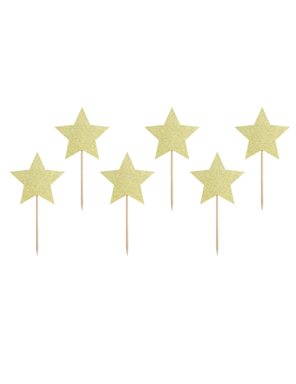 toppers de estrelas douradas com glitter para bolos
