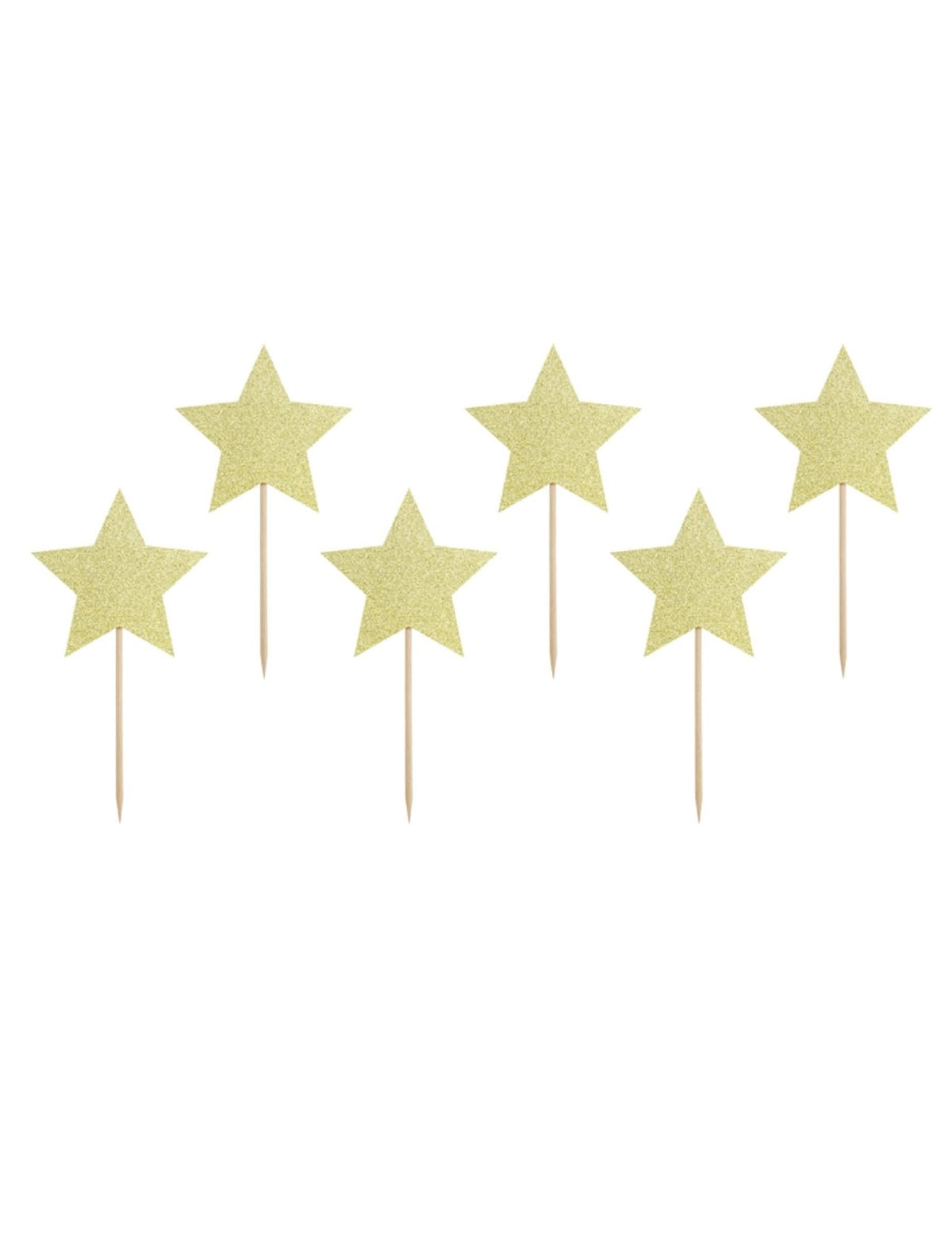 toppers de estrelas douradas com glitter para bolos