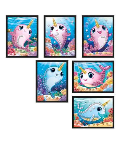 Os seis modelos diferentes dos cartões mosaico holográficos narval