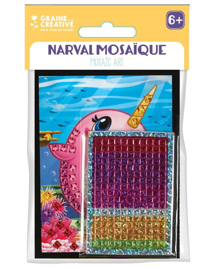 Cartões mosaico holográficos de narval para criança multicores
