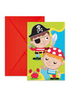 6 Cartons d'invitation et enveloppes chasse au trésor pirate pour anniversaire avec enveloppe rouge