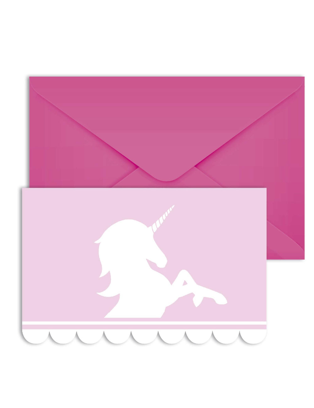 Cartões de convite com envelopes unicórnio em tons pastel para aniversário cor de rosa e branco