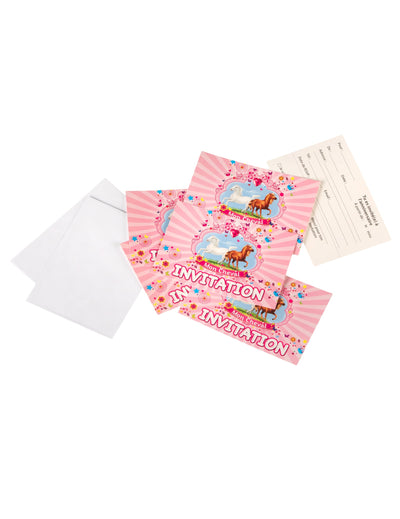 6 Cartões de convite com envelopes ?Meu Cavalo? para lanche festivo