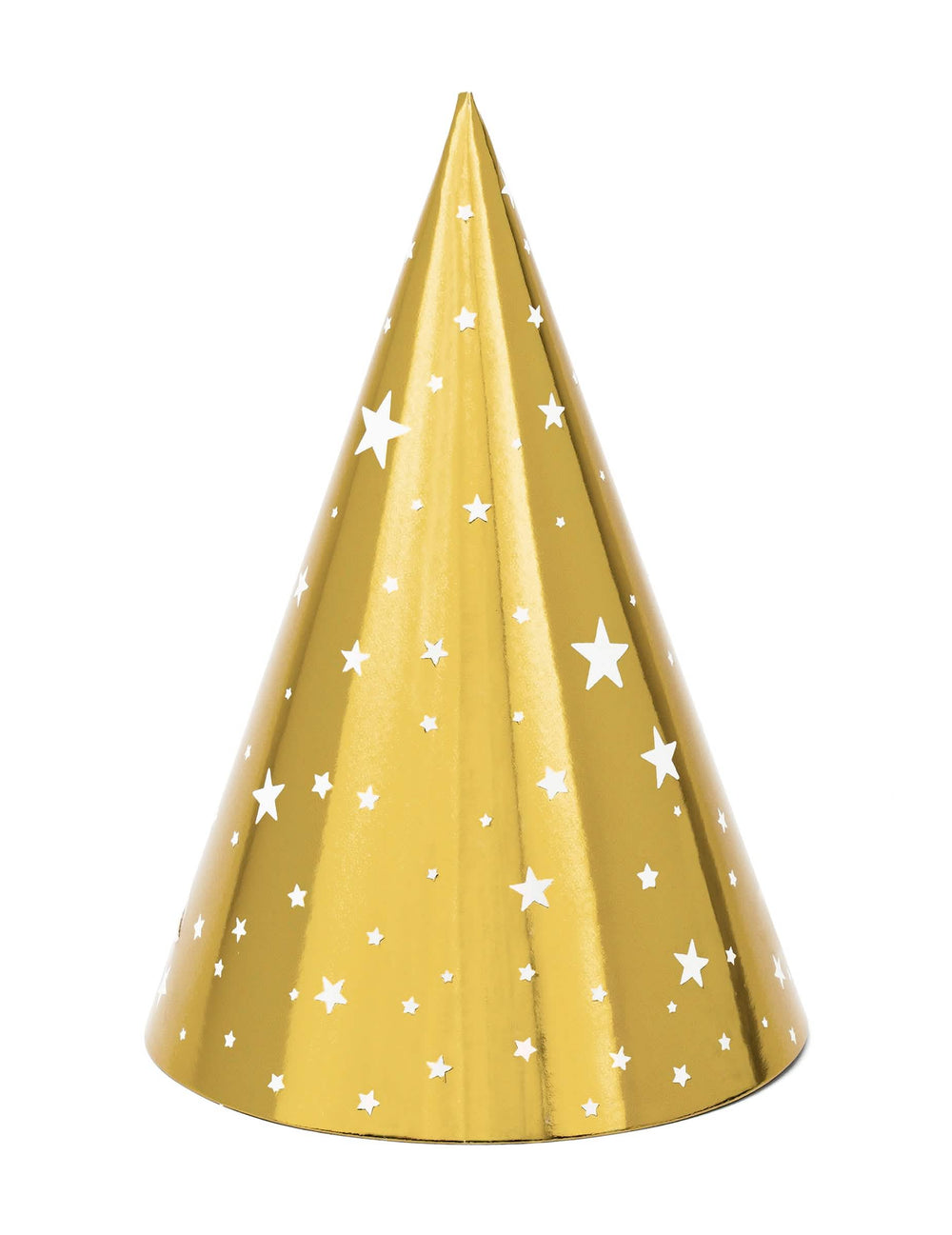 chapéus de festa em cartão estrelas brancas para aniversário dourados