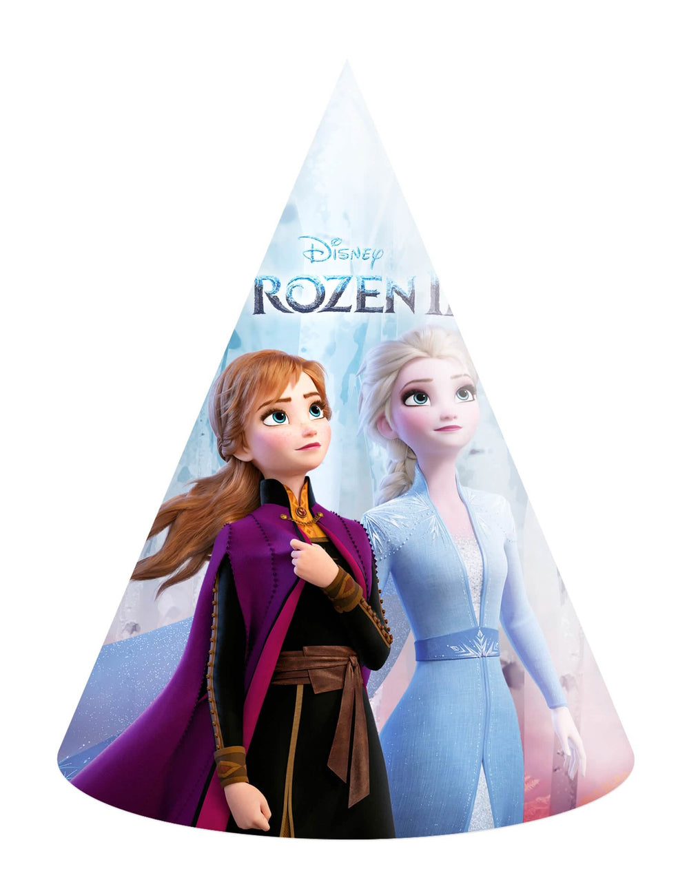 Chapéu de festa em cartão Frozen 2 para criança azul e roxo com Anna e Elsa