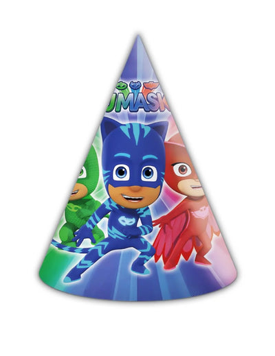 Chapeaux de fête Pyjamasques bleu vert et rouge