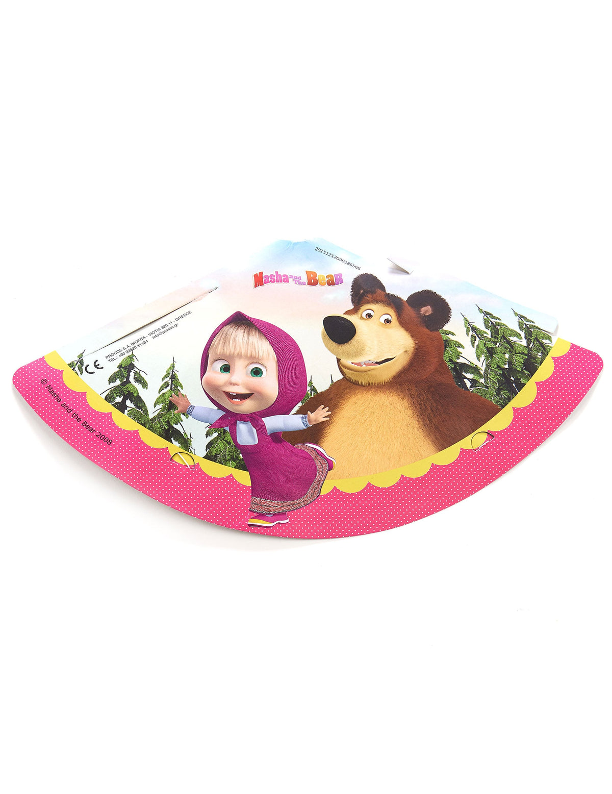Vue à plat du chapeau de fête Masha et Michka