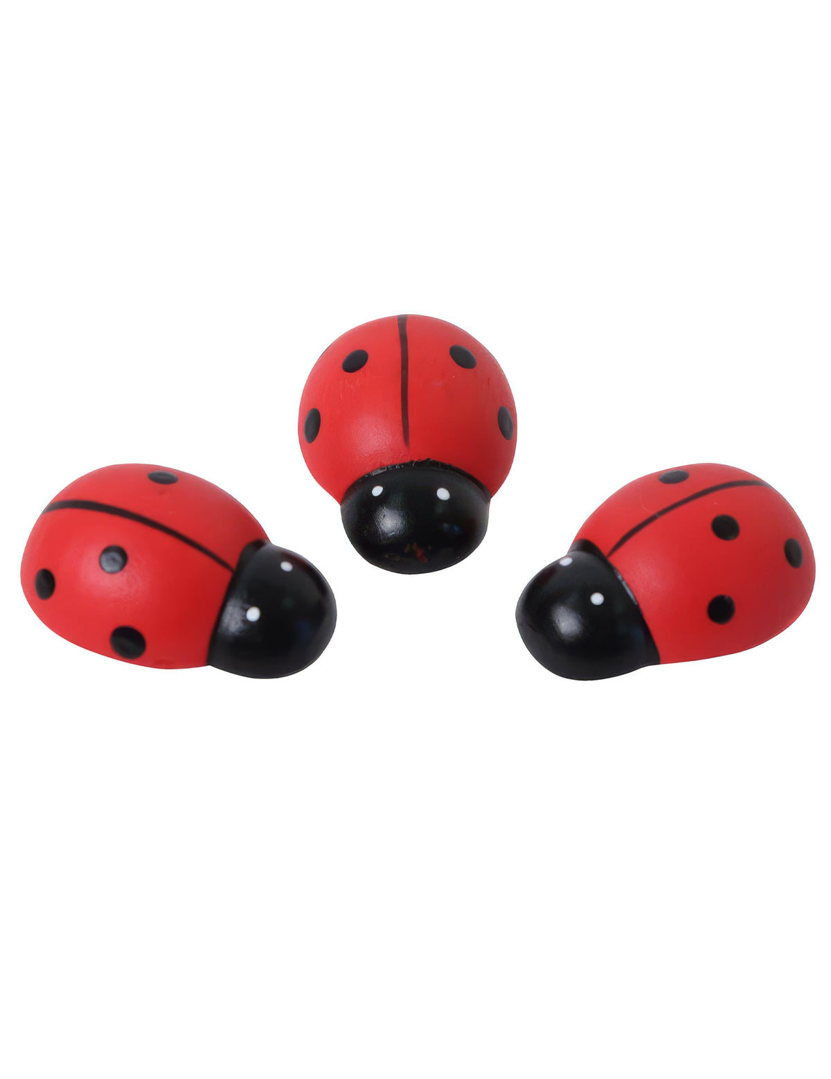 6 joaninhas de madeira decorativas adesivas de 3 cm
