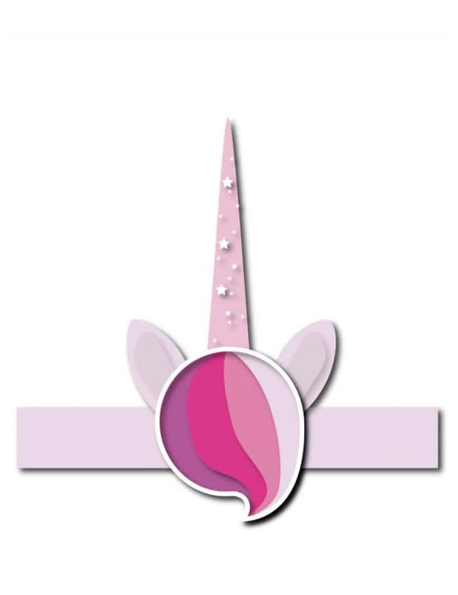 Coroa de cartão unicórnio para criança cor de rosa com estrelas