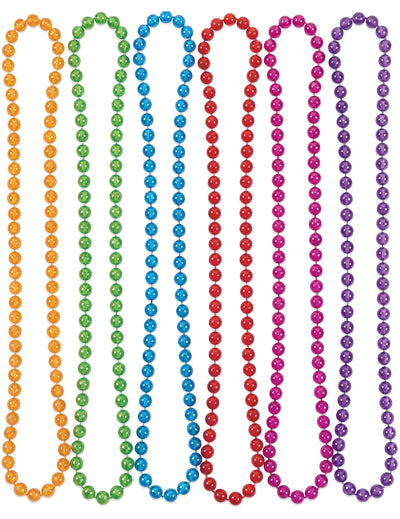 6 colares de pérolas de plástico transparentes e coloridos