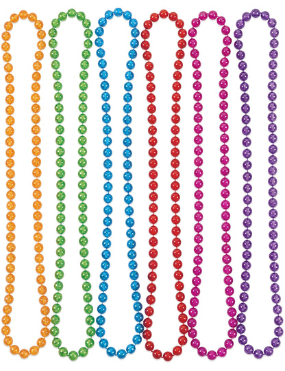 6 colares de pérolas de plástico transparentes e coloridos