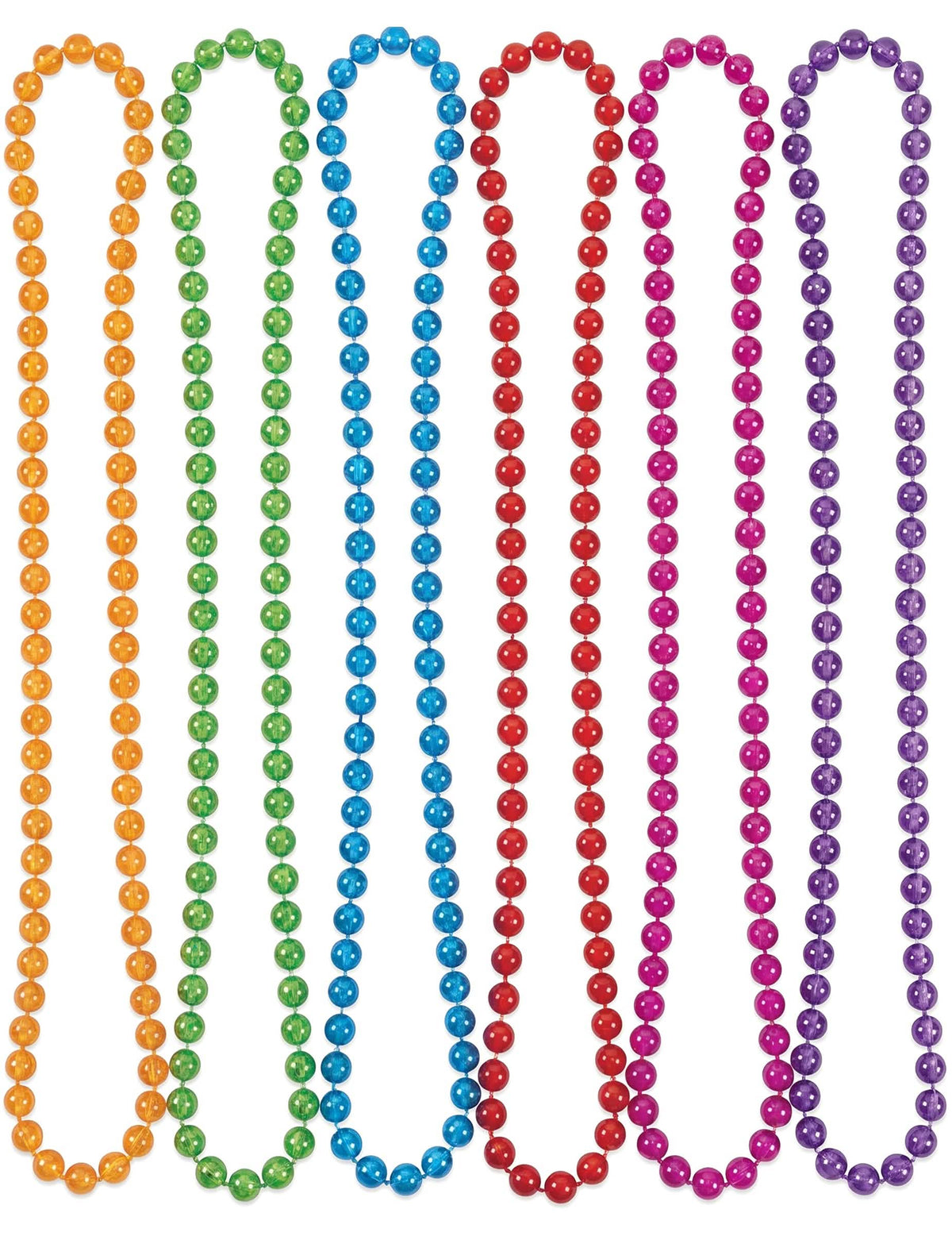 6 colares de pérolas de plástico transparentes e coloridos