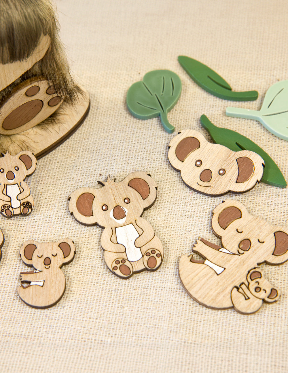 Gros plan sur les différents modèles du confettis koala pour décoration