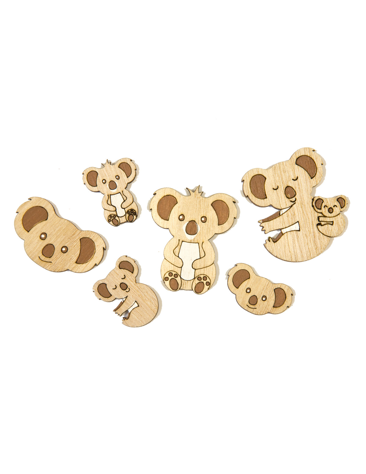 Confettis koala pour décoration en bois naturel